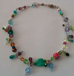Artsy Glass & Sterling Vibrant Necklace